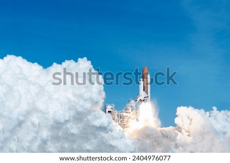The launch of the shuttle into space. Elements of this image furnished by NASA. High quality photo