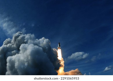 The launch of a space rocket into space. Elements of this image furnished NASA.  - Powered by Shutterstock