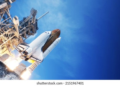 Launch of a space shuttle into space. Elements of this image furnished by NASA. High quality photo