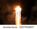 The launch of the spacecraft into space. Elements of this image furnished by NASA. High quality photo