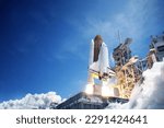 The launch of a spacecraft into space. Elements of this image furnished NASA. High quality photo