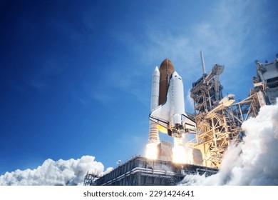 The launch of a spacecraft into space. Elements of this image furnished NASA. High quality photo - Powered by Shutterstock