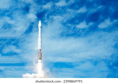 The launch of a spaceship into space. Elements of this image furnished by NASA. High quality photo