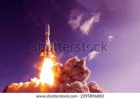 The launch of a spaceship into space. Elements of this image furnished by NASA. High quality photo
