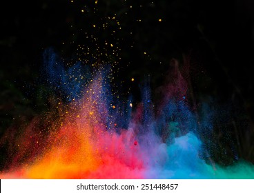 Launched colorful powder, isolated on black background - Shutterstock ID 251448457