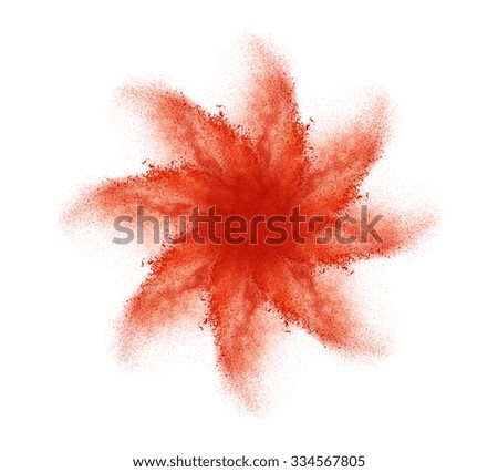 Launched colorful powder, isolated on white background.