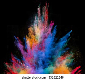 Launched Colorful Powder On Black Background