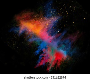 Launched Colorful Powder On Black Background