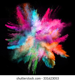 Launched Colorful Powder On Black Background