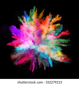 Launched Colorful Powder On Black Background