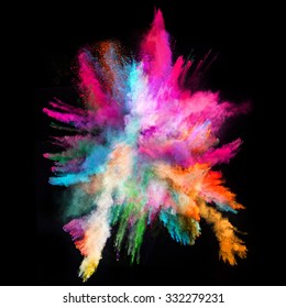 Launched Colorful Powder On Black Background