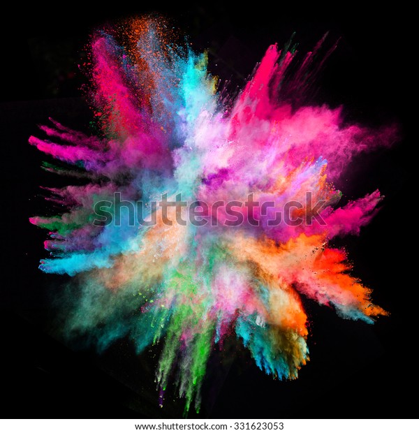 Launched colorful\
powder on black\
background