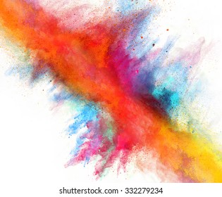 Launched Colorful Powder On White Background