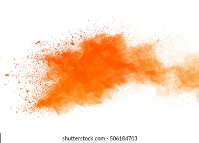 Launched Orange Powder On Black Background