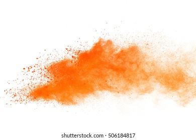 Launched Orange Powder On Black Background