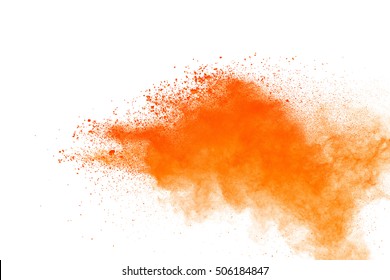 Launched Orange Powder On Black Background