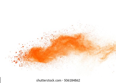 Launched Orange Powder On Black Background