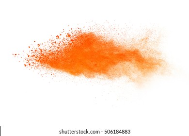 Launched Orange Powder On Black Background