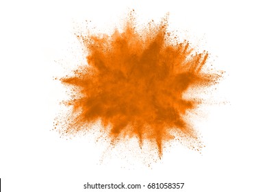 Launched Orange Powder On Black Background