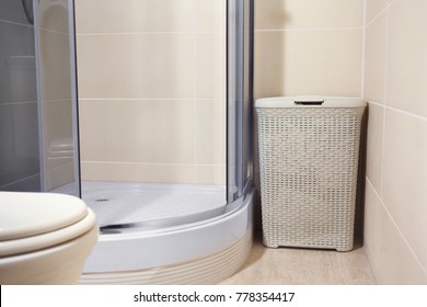 Laundry basket in bathroom
