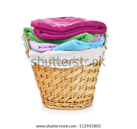 Laundry Basket with colorful towel