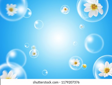 laundry detergent advertising white shirt washing in water with bubble elements isolated blue background 