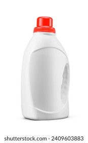 Laundry detergent liquid soap plastic bottle with handle isolated on white background.