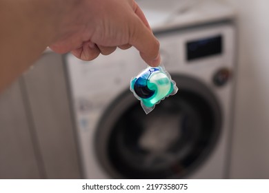 Laundry Detergent Pod In Washing Machine