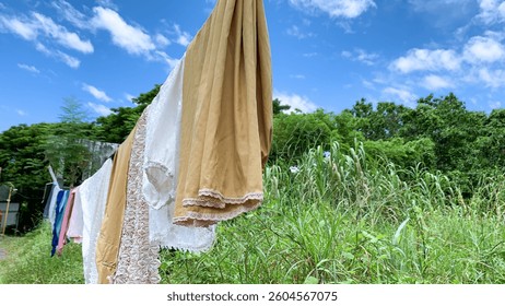 laundry drying in the sun