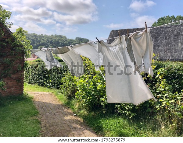 Laundry Hanged Outside Sunny Garden Dry Stock Photo (Edit Now) 1793275879