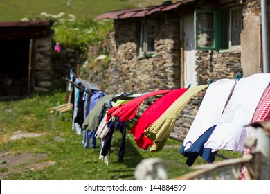 Laundry In Mountains Area - Ushguli, Georgia