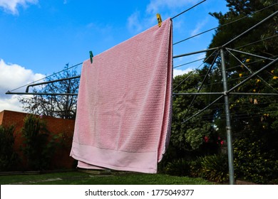 laundry on australian backyard clothesline