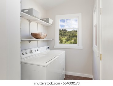 Laundry Room With Washer And Dryer.