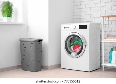 Laundry In Washing Machine Indoors