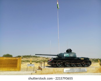 Laungewala, Thar Desert, Rajasthan, India - 16th October 2019 : Indian Army Destroyed China Made Pakistani T- 59 Tank And Kept At Border . Battle Of Laungewala Won By Indian Army Against Pakistan.