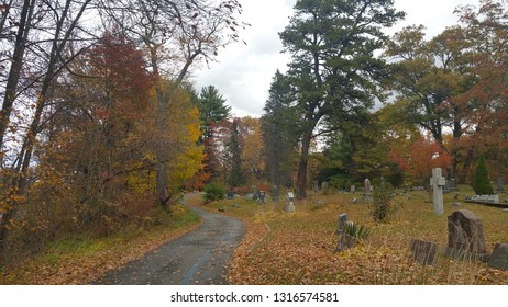 Laurel Grove Cemetery In Fall, Port Jervis, New York