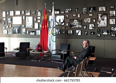 Lausanne,Swiss,January 18,2017:International Olympic Committee Former President Jacques Rogge Is Waiting For Chinese Presiden In IOC.