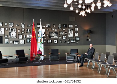 Lausanne,Swiss,January 18,2017:International Olympic Committee Former President Jacques Rogge Is Waiting For Chinese President In IOC.