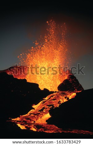Lava boiling out of the Kilauea Volcano  stock photo