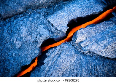 Lava Crack At Hawaii Volcano National Park