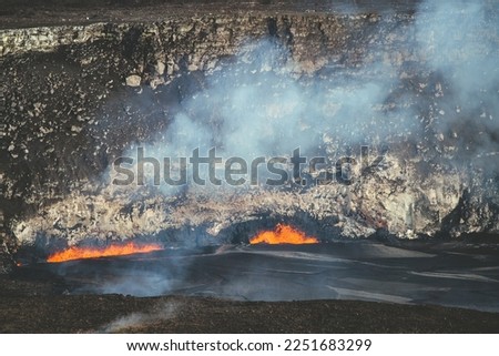 Lava erupting from the caldera of Kilauea volcano in Hawaii Volcanoes National Park, Hawaii, Big Island