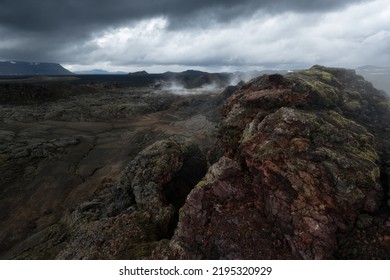 Lava Fields At Dormant Krafla In Iceland