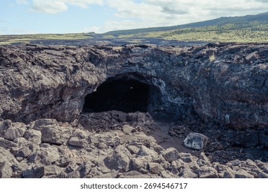 Lava Fields and Pacific Ocean View from Hawaii’s Big Island, USA – Volcanic Coastline Landscape