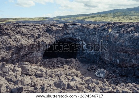 Lava Fields and Pacific Ocean View from Hawaii’s Big Island, USA – Volcanic Coastline Landscape