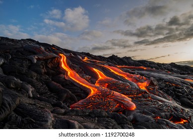 lava flowing down a hill