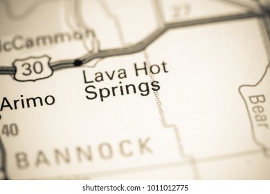 Lava Hot Springs. Idaho. USA On A Map.