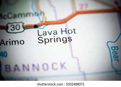 Lava Hot Springs. Idaho. USA On A Map.