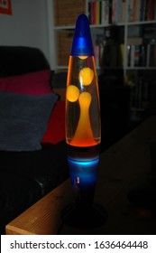 Lava Lamp Alight With Orange Lava.