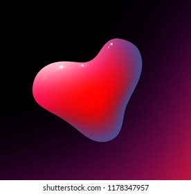 Lava Lamp Red Heart Liquid Vector Background. Red Lava Lamp On Dark Background.