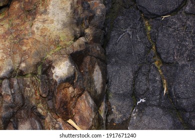 Lava Pillow Texture In Yogyakarta, Indonesia. The Hardened Lava Was Millions Of Years Old And Frozen. Underwater Volcano Eruption Deposits That Appear To The Surface